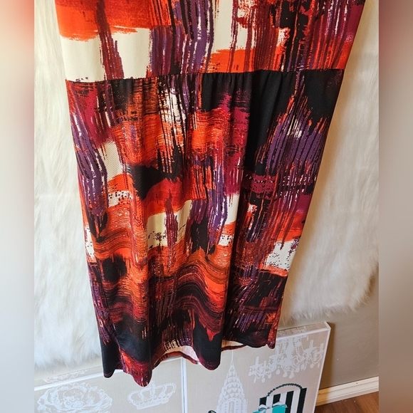 Current 2000's Cityscape Watercolor Sleeveless Midi Dress - Picture 5 of 8